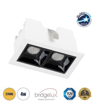 GLOBOSTAR® LUMINAR 60317 Χωνευτό Downlight Σποτ LED 4W 540lm 36° AC 220-240V IP20 Θερμό Λευκό 2700K - Osram SMD Chip & TÜV SÜD Driver - Λευκό & Μαύρο Ματ - Μ7.5 x Π4.3 x Υ4.5cm - Q6.5 x 3.5cm - 5 Χρόνια Εγγύηση